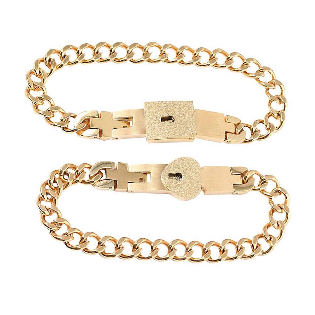 Stylish Unisex Couple Bracelet in Golden Stainless Steel for Everyday and Special Occasions 0.8 inches