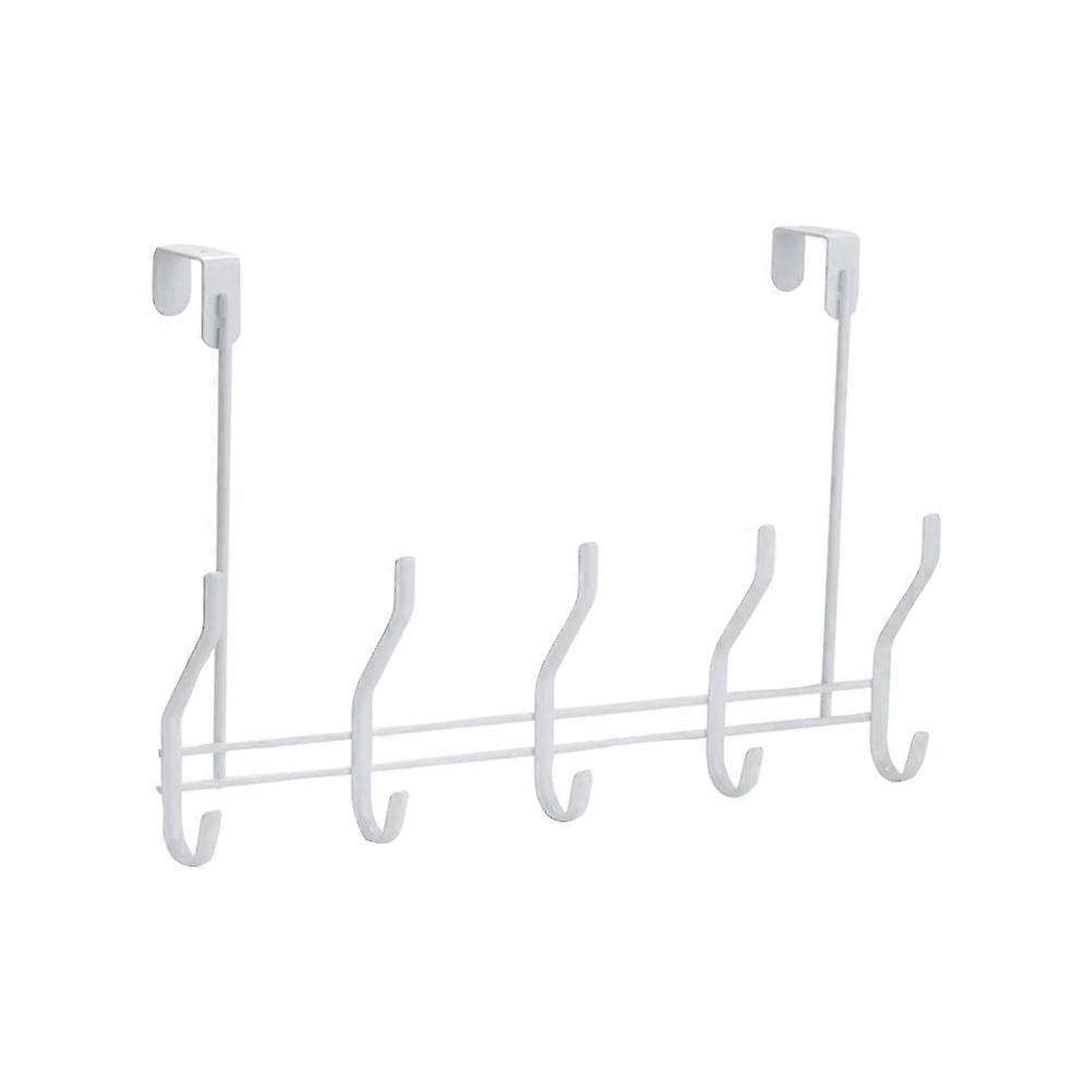 1PC Punch Free Door Back Hooks Iron Key Bag Hook Useful Coat Holder Hook for Home Living Room (White)