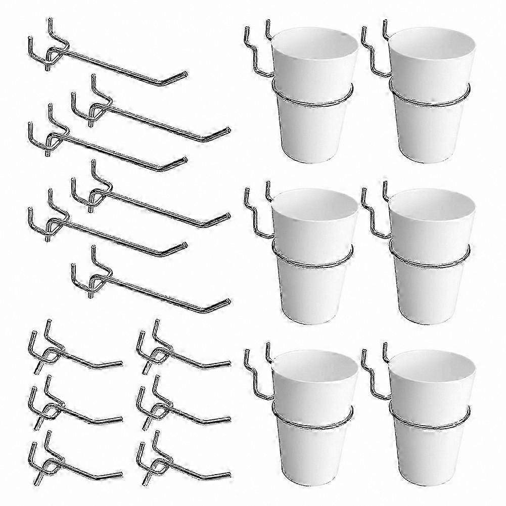 18-Piece Pegboard Accessory Kit - 5.1 & 4 Inch Flat Hooks and Hanging Cups for 1/8 1/4 Inch Pegboard Organization Solution