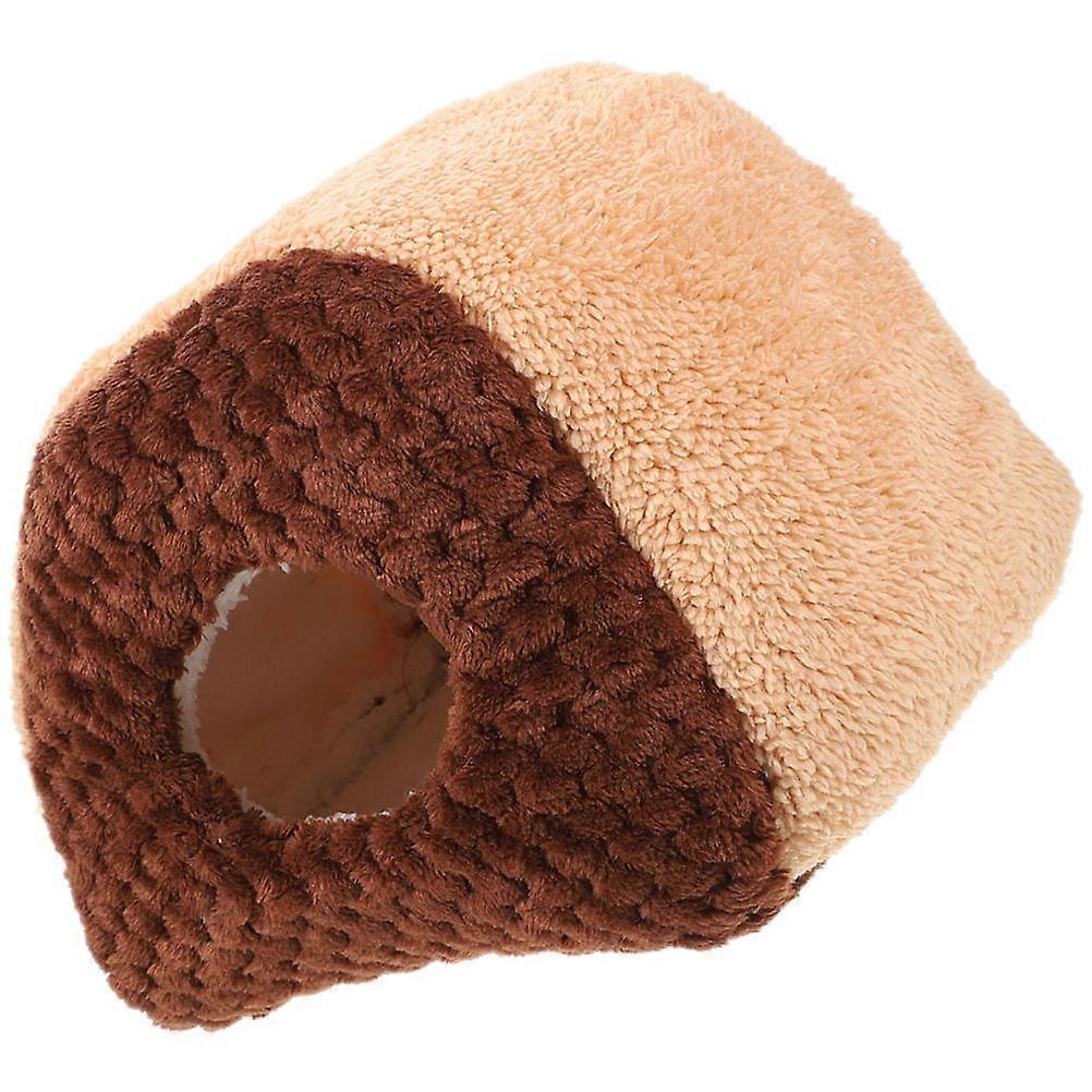 Cozy Small Pet Nest Warm & Breathable Hamster Bed for Guinea Pigs, Rabbits & Small Pets Easy Install Decorative Hideout in Coffee Color
