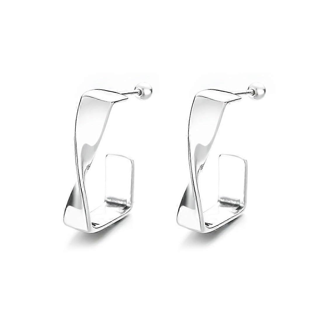 Sterling Silver Earrings 925 Geometric Irregular Three-Hoop