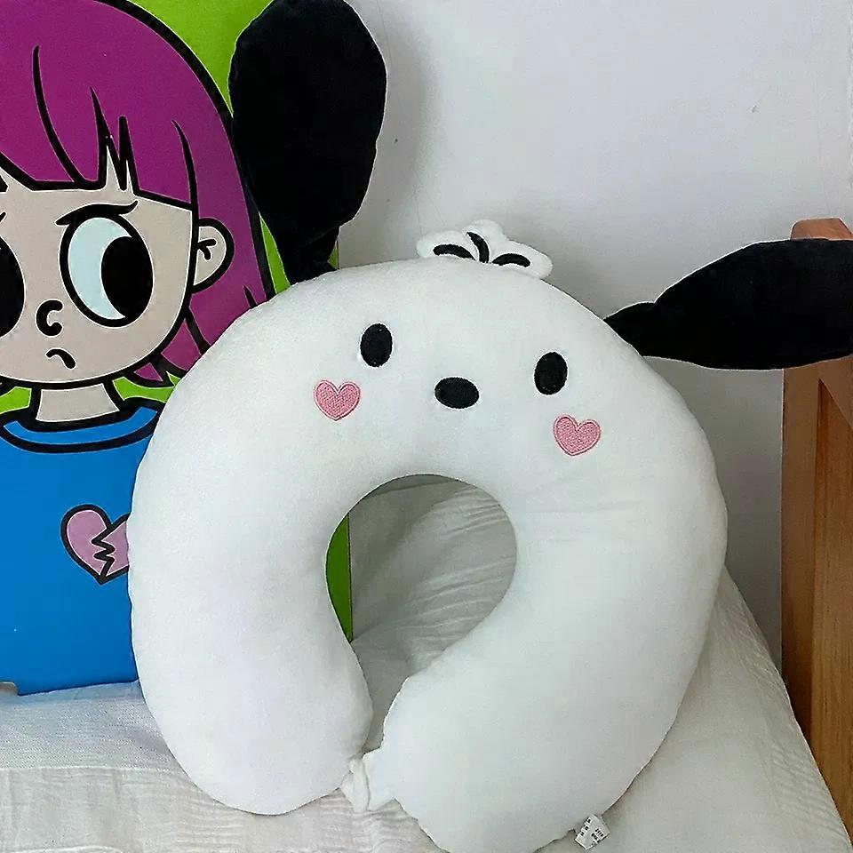 ComSuitable fortable Pochacco U-shaped Pillow Stuffed Anime Nap Pillow Travel Neck Pillow Japanese Style Portable Cute