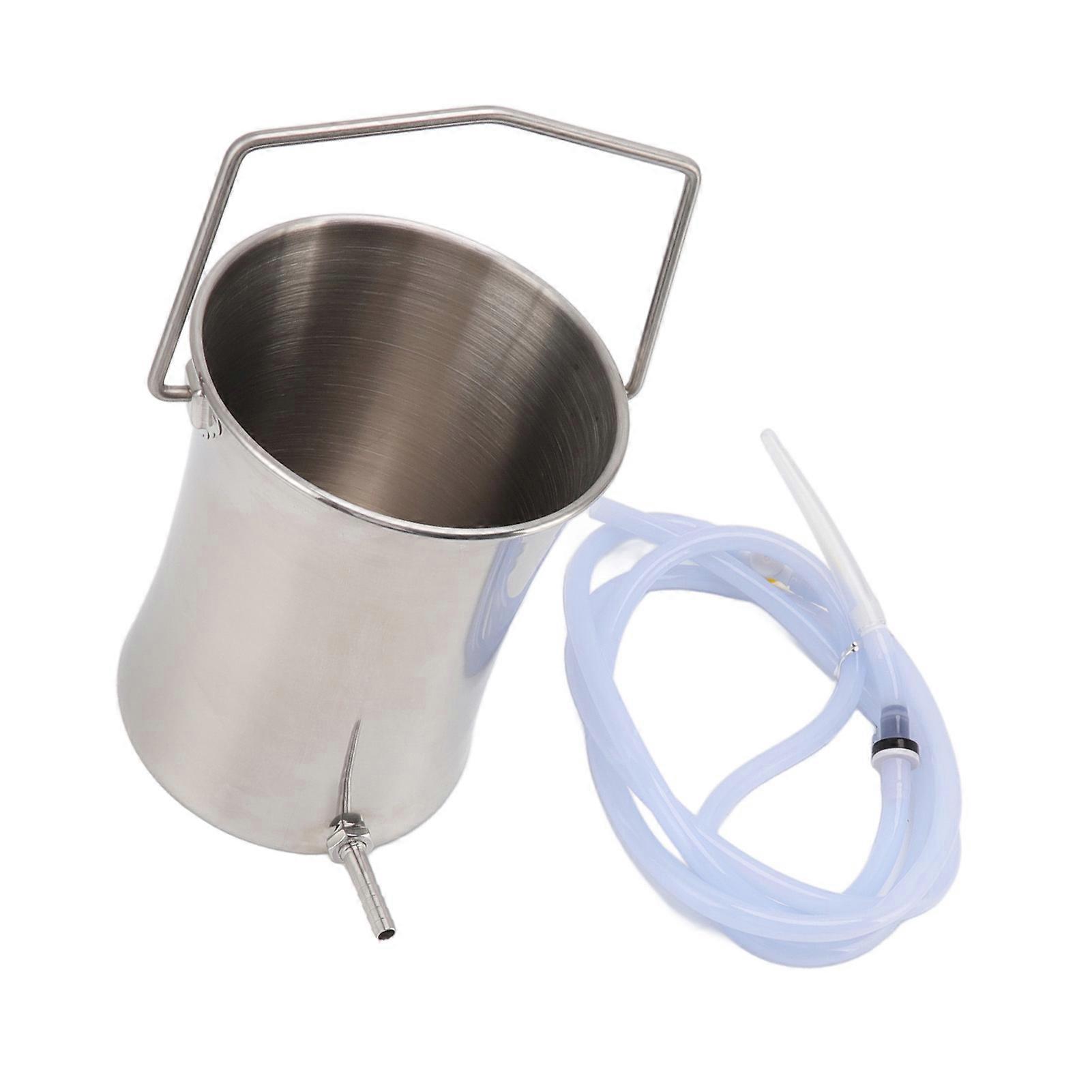 Enema Bucket Kit 2L Stainless Steel Bucket 4pcs Nozzle 2m Hose Kit for Detoxification Constipation 