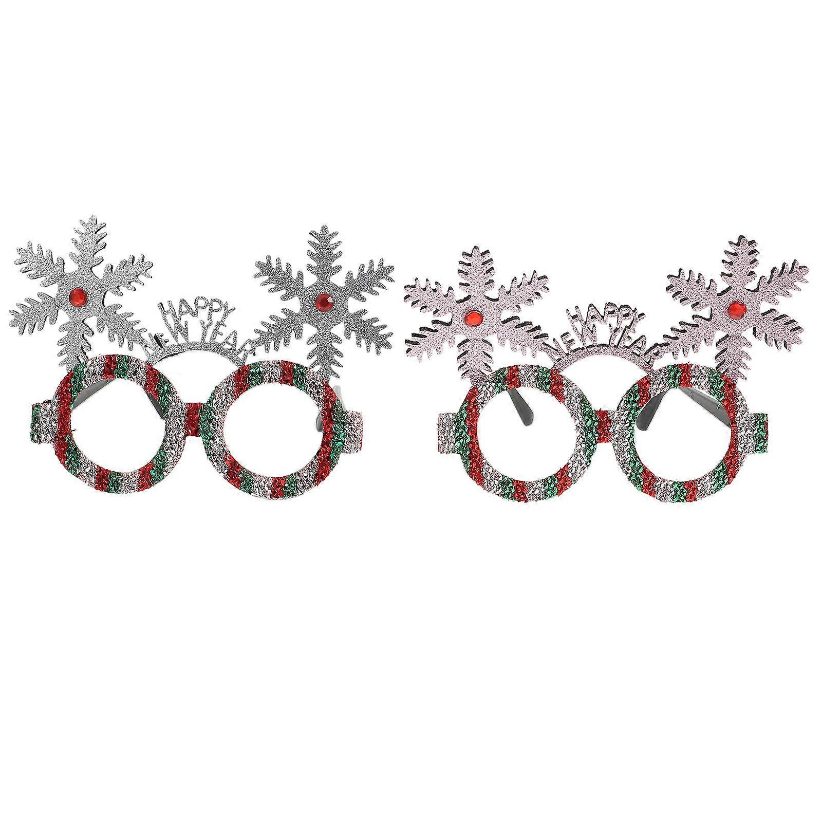 Creative Glasses 2 Pcs Festive New Year Party Decoration For Children Assorted Color Photo Prop Function Round Shape