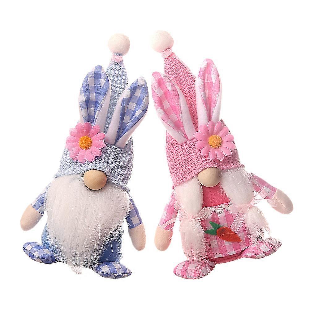 Figurines Home Decor 2Pcs Easter Gnome Doll Bunny Ear Rabbit Dwarf Doll For Office Assorted Color Elegant Design