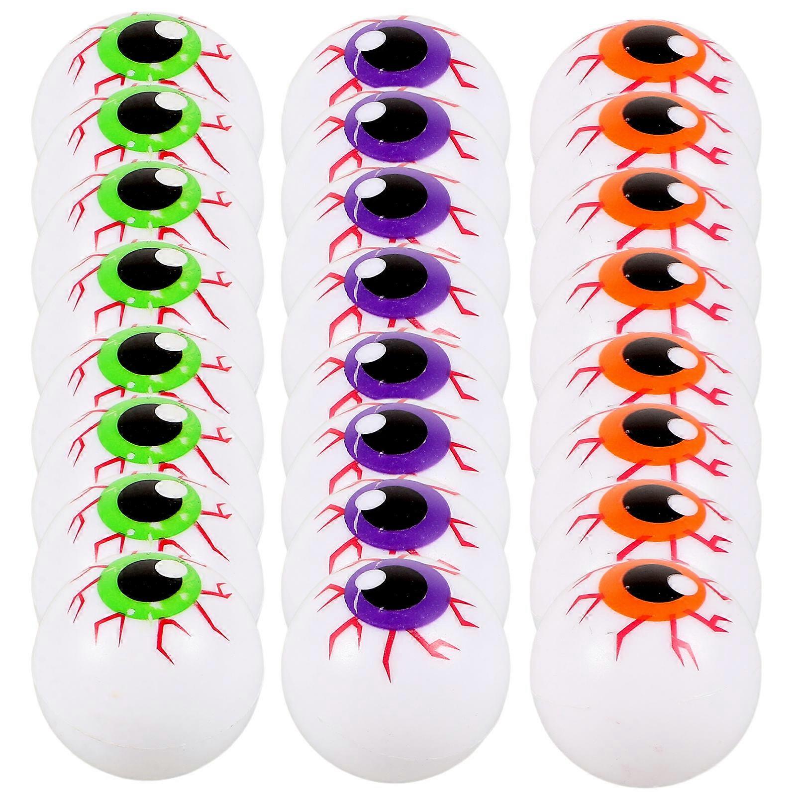 24pcs Halloween Bouncy Eyeballs Hollow Plastic Colorful Scary Party Decorations Cosplay Favors Green Purple Orange Creepy Design