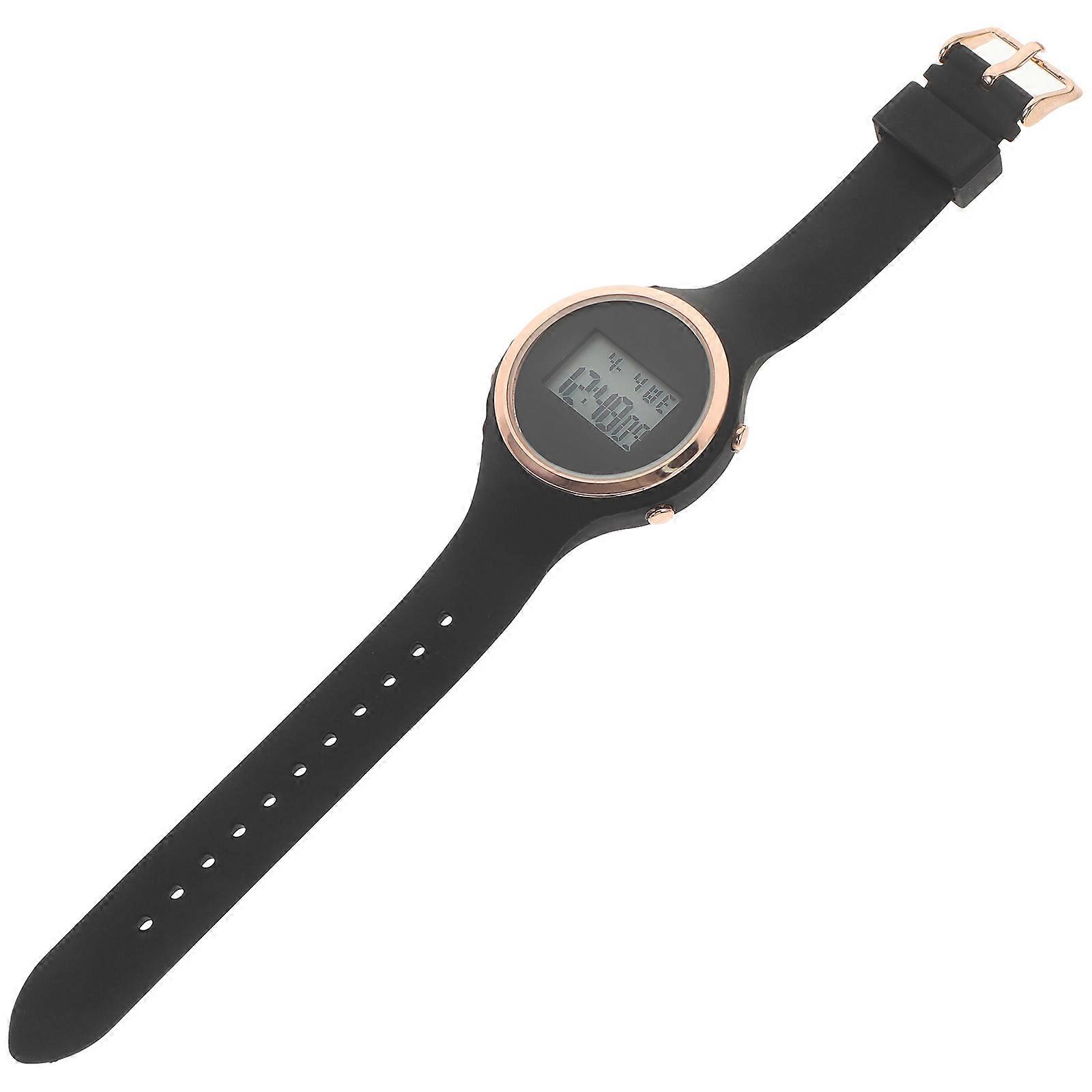 Durable Digital Watch with Luminous Alarm and Waterproof Design for Decoration Black