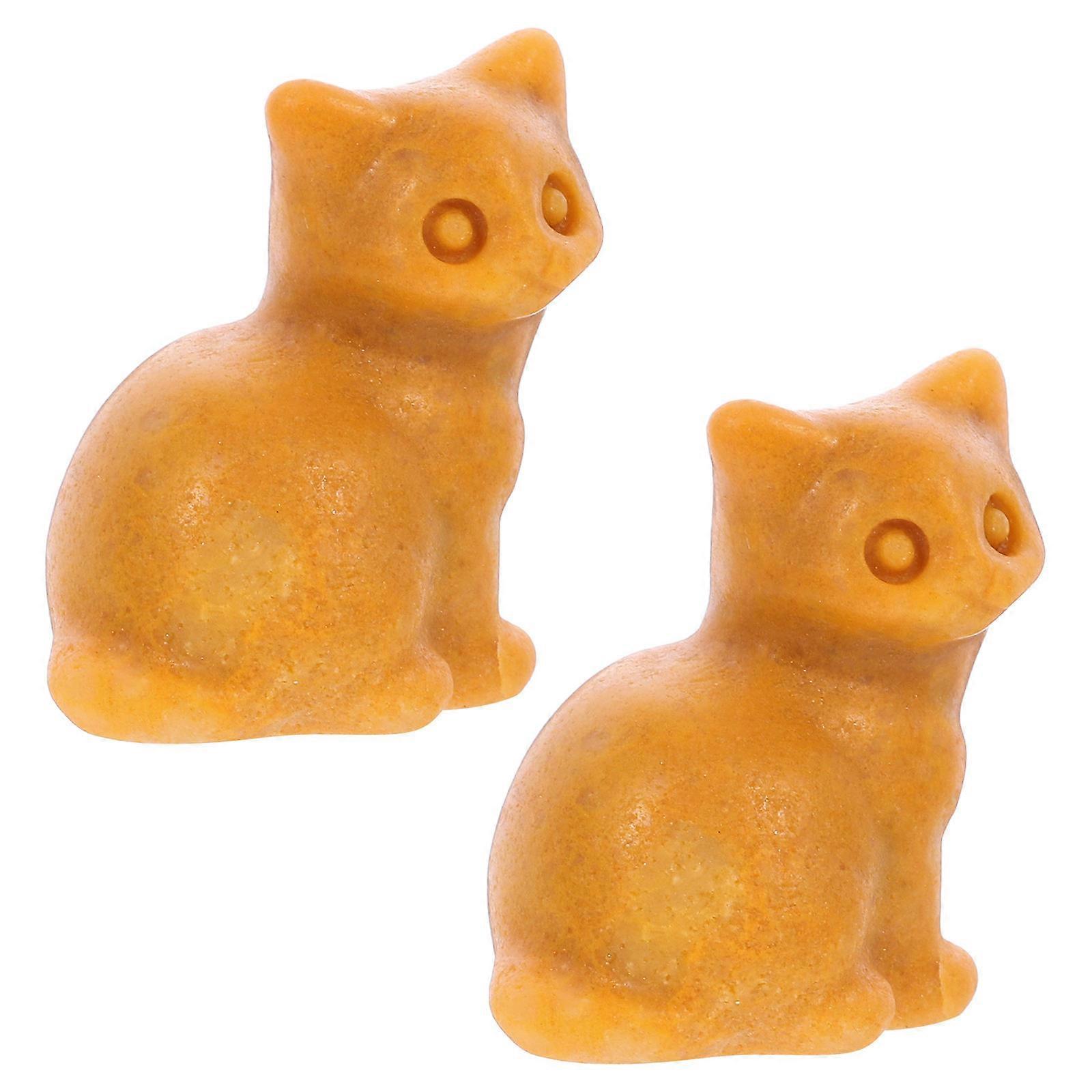 2pcs Mini Cat Statue Crystal Mini Cat Sculpture Cat Figurine Animal Shaped Decoration Random Color/Style