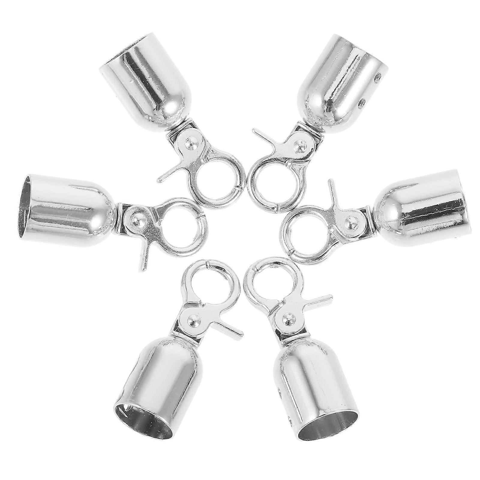 6pcs Metal Stanchion Rope End Caps with Carabiner Clips and Screws for Secure Queue Barrier and Decking Rope Connection – Outdoor Use