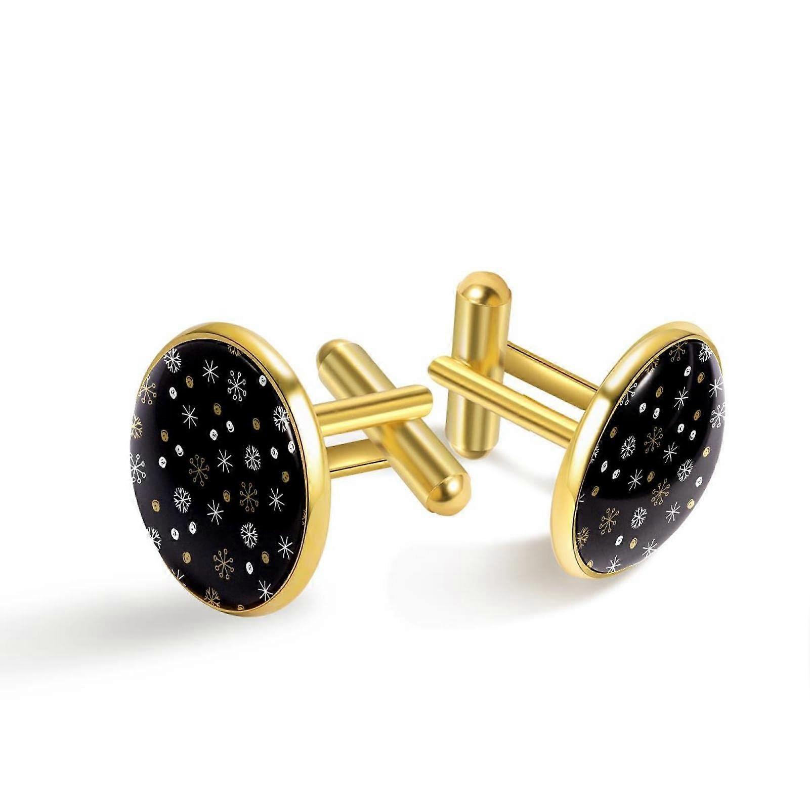 Cufflinks for Men, Classic Gold Cufflinks with Snowflake Design, Wedding Accessories for Formal Attire