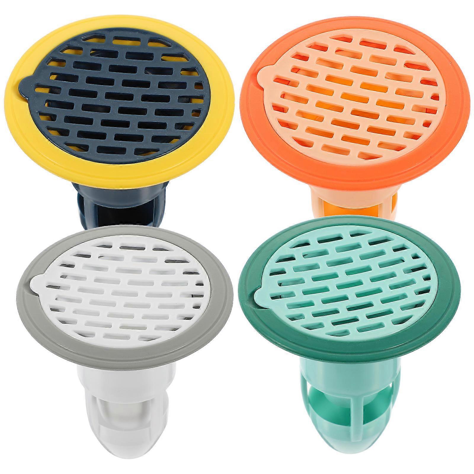4Pcs Drain Filters With Flat Cover Design For Household Use In Bathroom And Kitchen Drains Constructed Of ABS Rubber