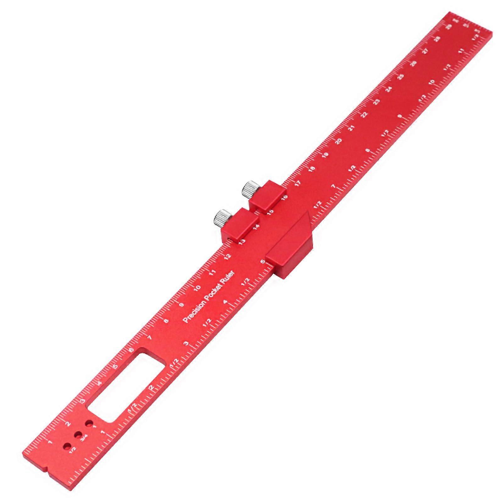 T Track Ruler - Woodworking Precision Pocket Ruler, Metal Slide Rule, Inch & Metric, T-Type Marking Ruler, Square Ruler