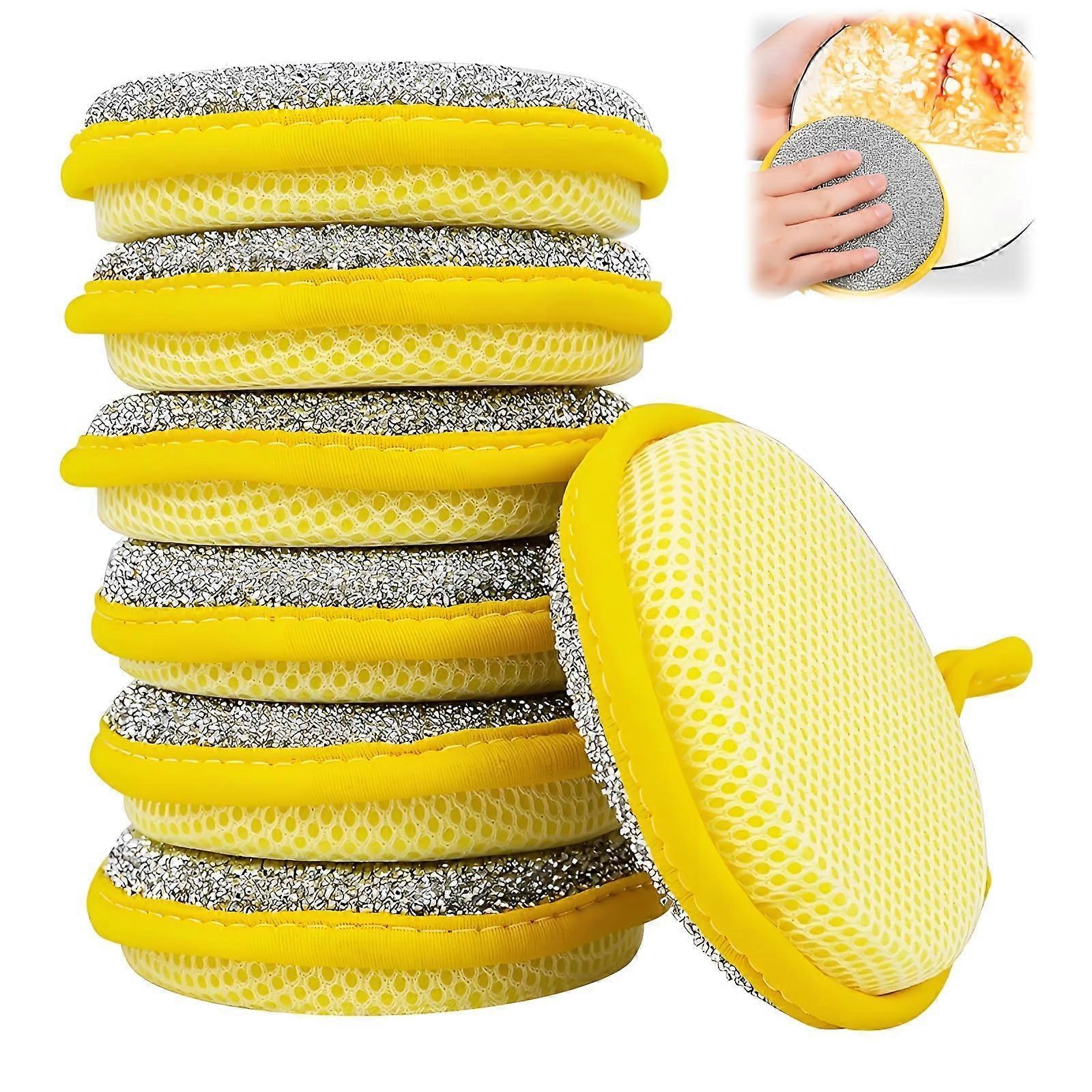 Double Sided Reusable Kitchen Dishcloth Sponge, Microfiber & Sponge Cleaning Pad for Washing Up