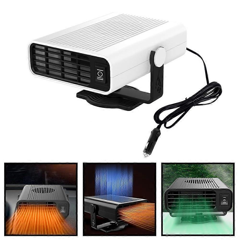 Dual Purpose Car Heater and Cooling, Portable 12V Defroster (White)