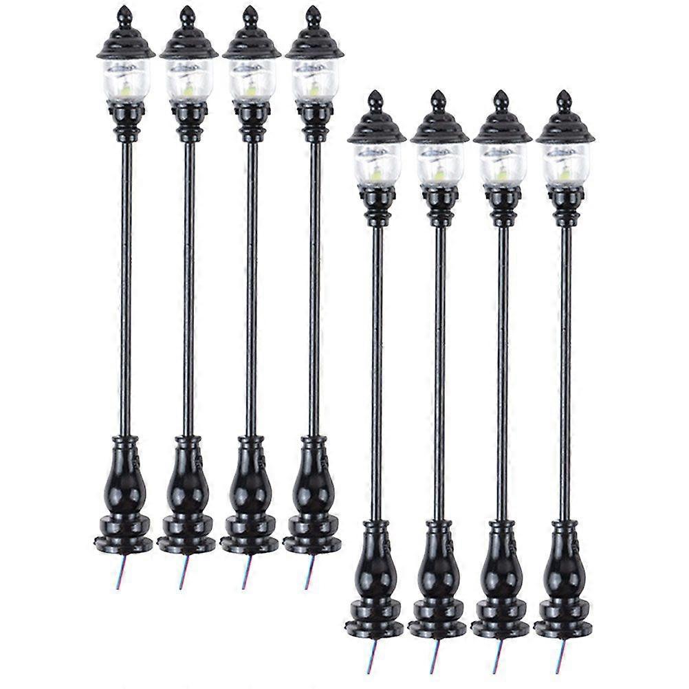 8pcs Mini Yard Lamp Models Sand Table Street Lamp Models Yard Light Models Sand Table Ornaments