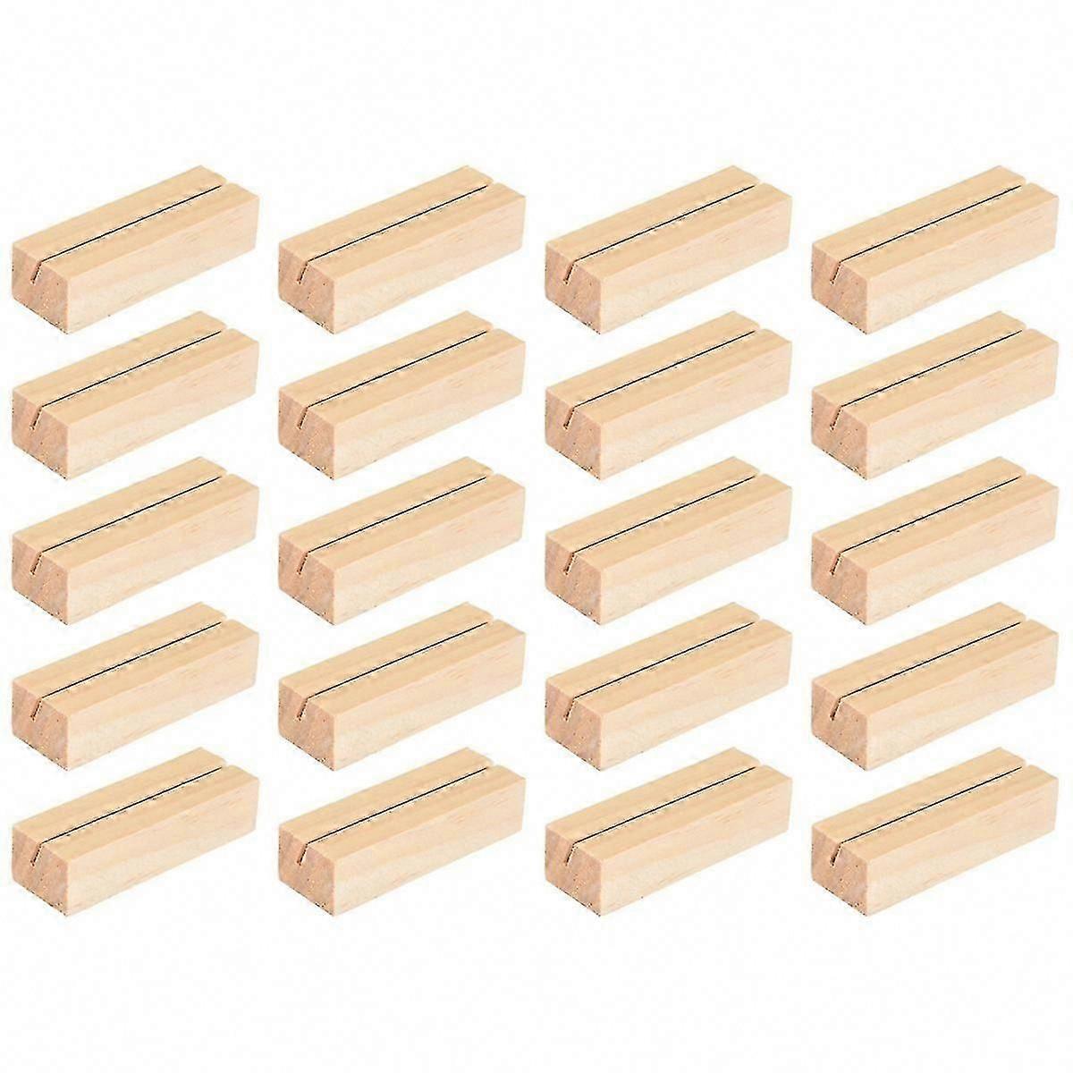 20 Wooden Place Card Holders, Table Number Stands for Weddings & Events, Memo Clips, Desktop Card Holders