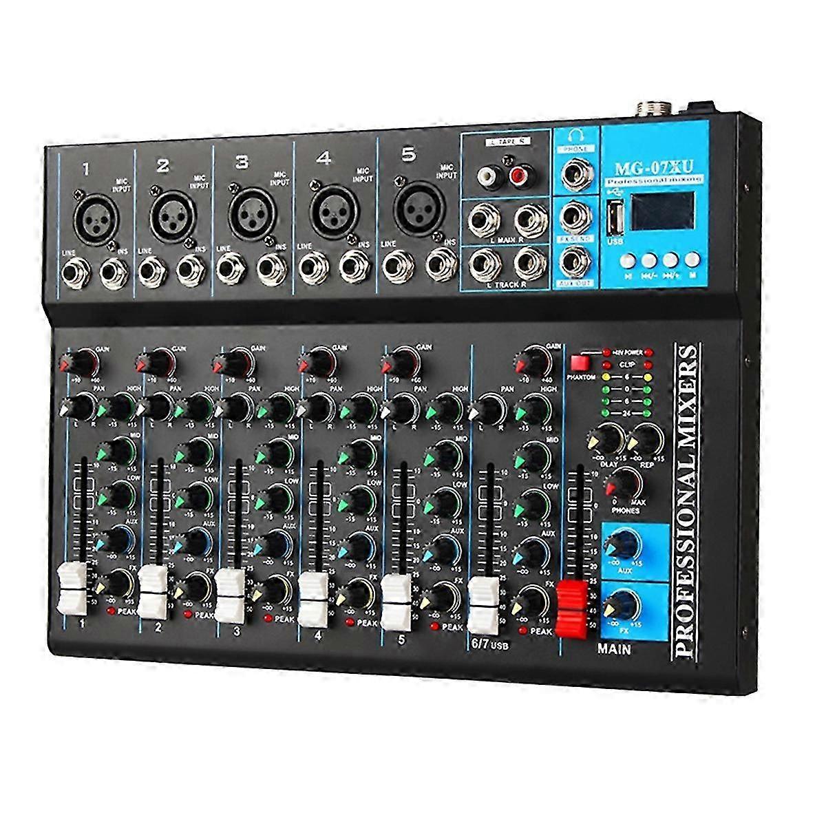 Professional 7-Channel Audio Mixer with USB MP3 Player EU Plug Edition 0820