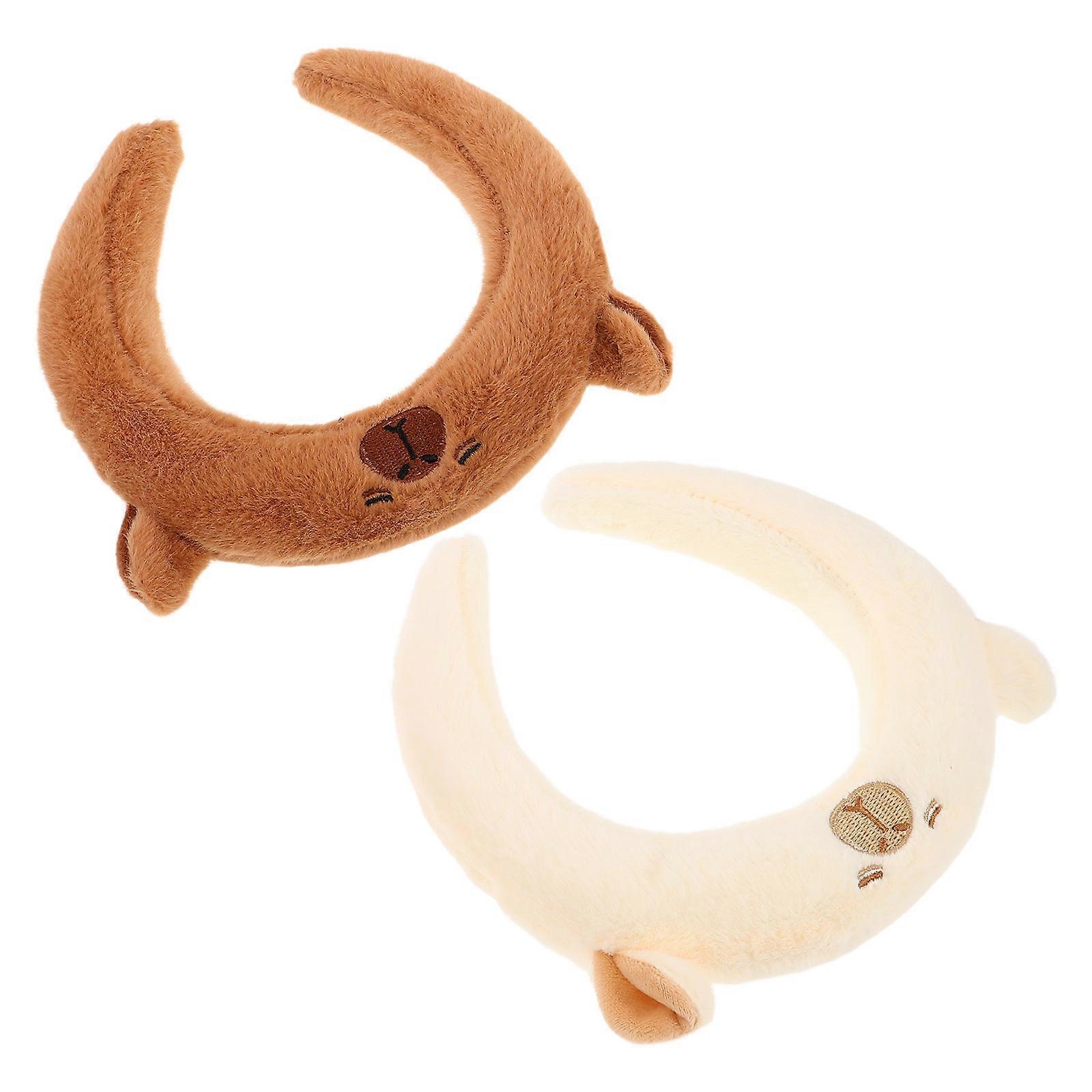 Assorted Plush Cartoon Headband for Washing Face and Spa Activities Soft Comfortable Family Accessory 2pcs