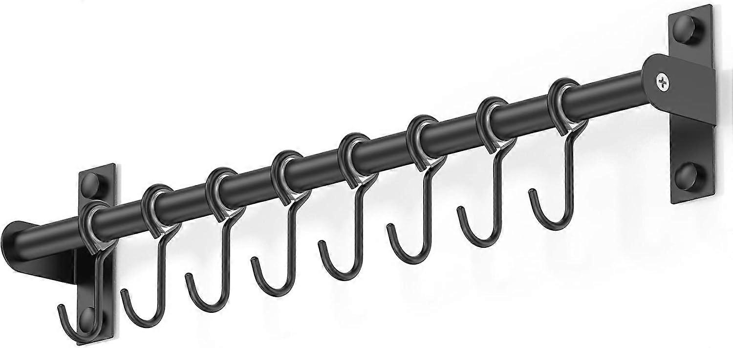 Wall-Mounted Stainless Steel Utensil Rack with Hooks