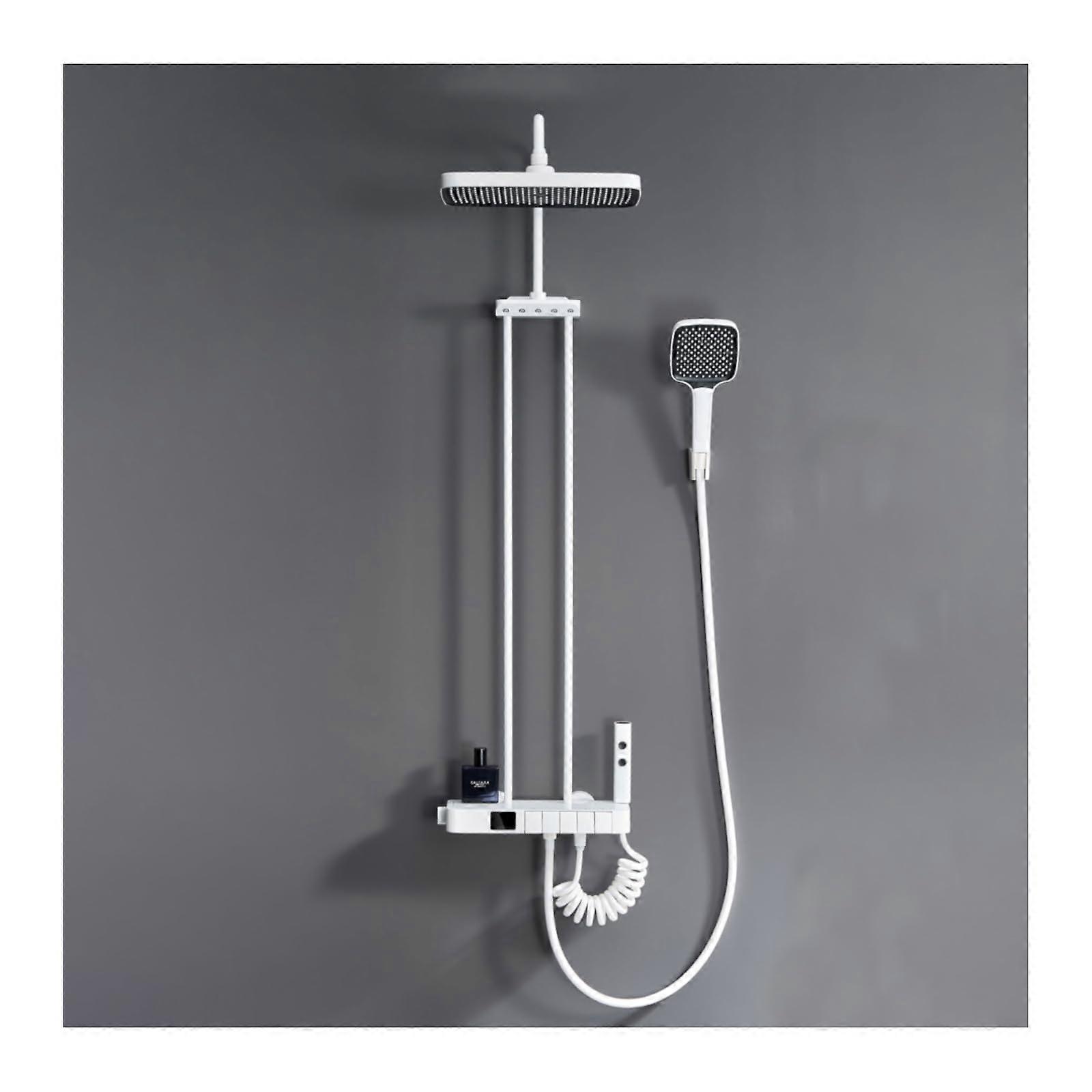 Tatic Shower System with Shoulder Spray,12 Inch Overhead Shower,Piano Button Control,Spray Gun,Rain Shower,White