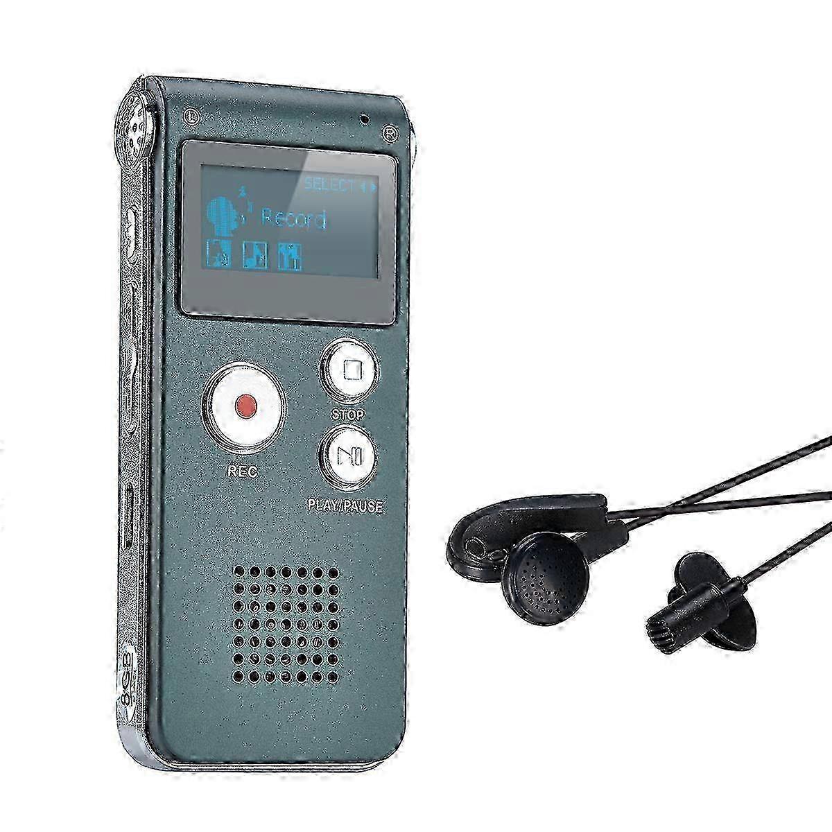 Portable Digital Voice Recorder with LCD Display, 8GB Memory & MP3 Playback Function in Grey