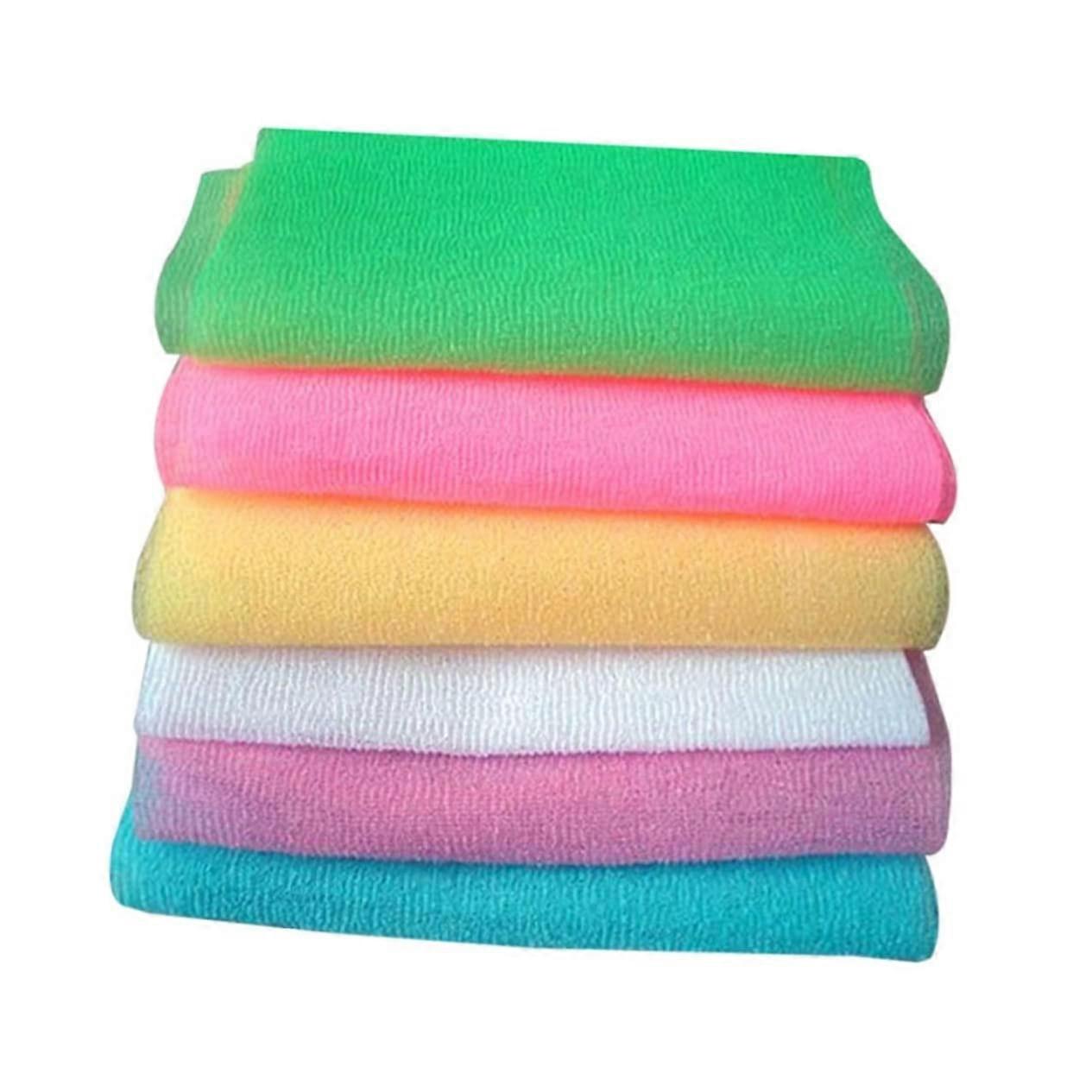 6pcs Bath Scrubber Towels Set for Exfoliation, Long Strip Design in Random Colors, Ideal for Adults and Elders
