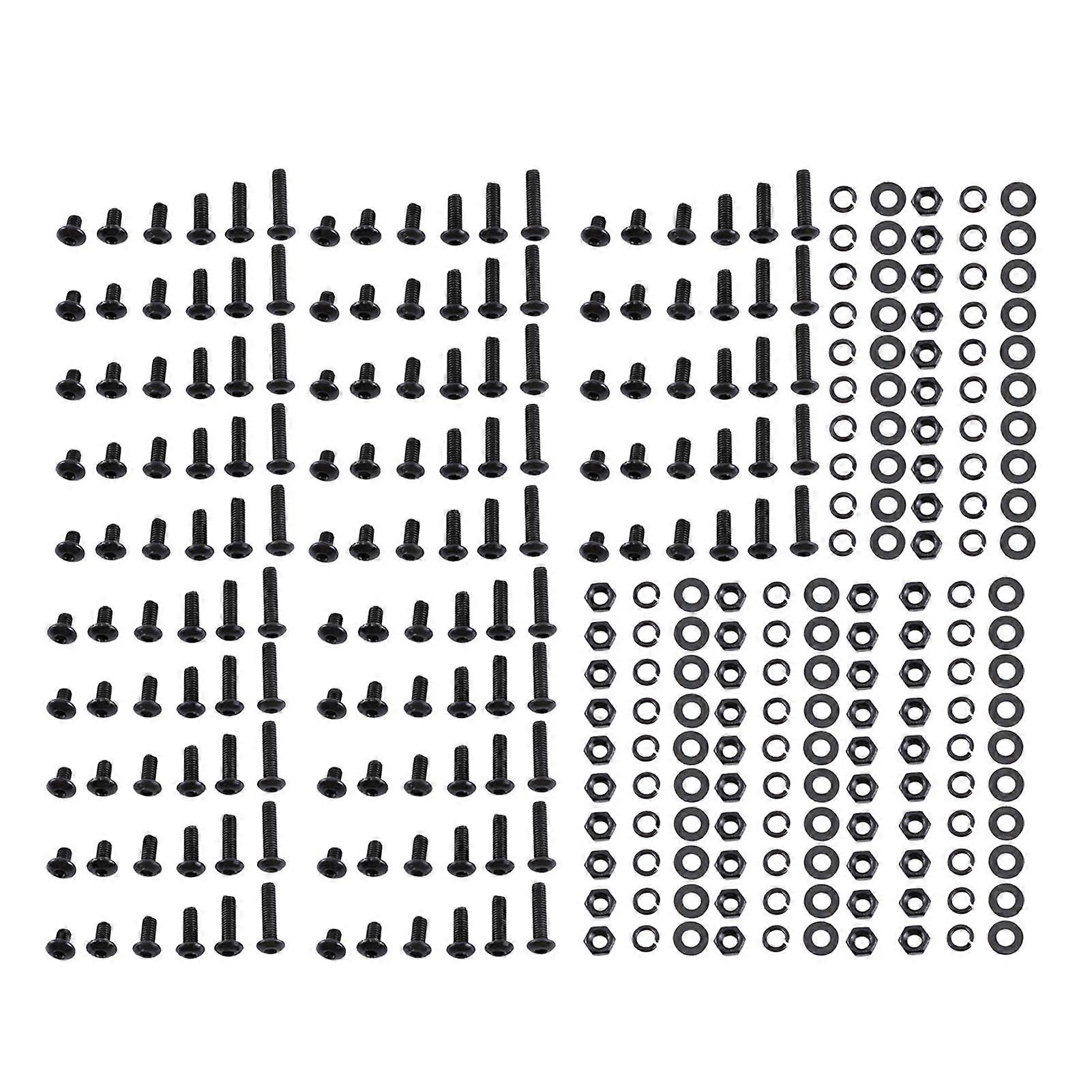 M3 Black Alloy Steel Hex Socket Screws Bolt and Hex Nuts Washers Assortment(Button head)