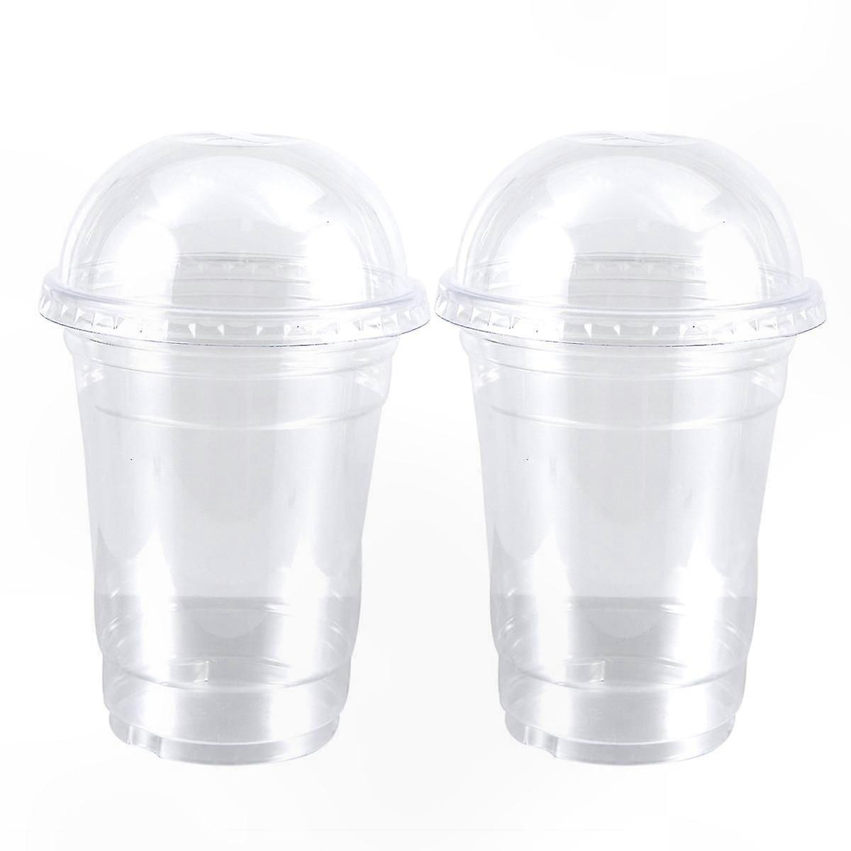 Clear Plastic Cups with Dome Lids for Beverages and Takeaway