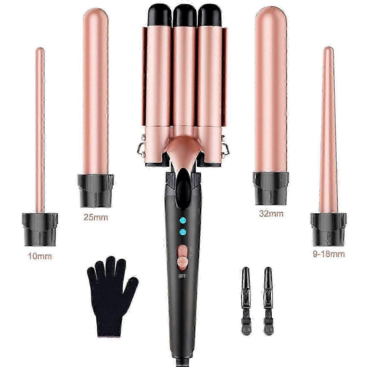 5-in-1 Curling Iron Set with Multiple Barrel Sizes for All Hair Typ...