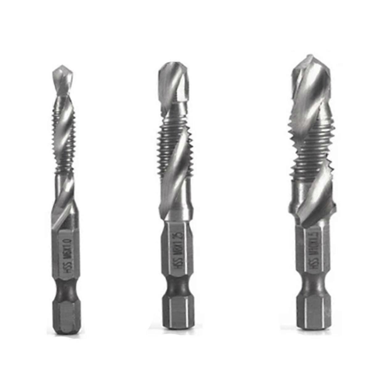 3Pcs M6 M8 M10 High-speed Steel Titanium Plated Composite Tap Drill