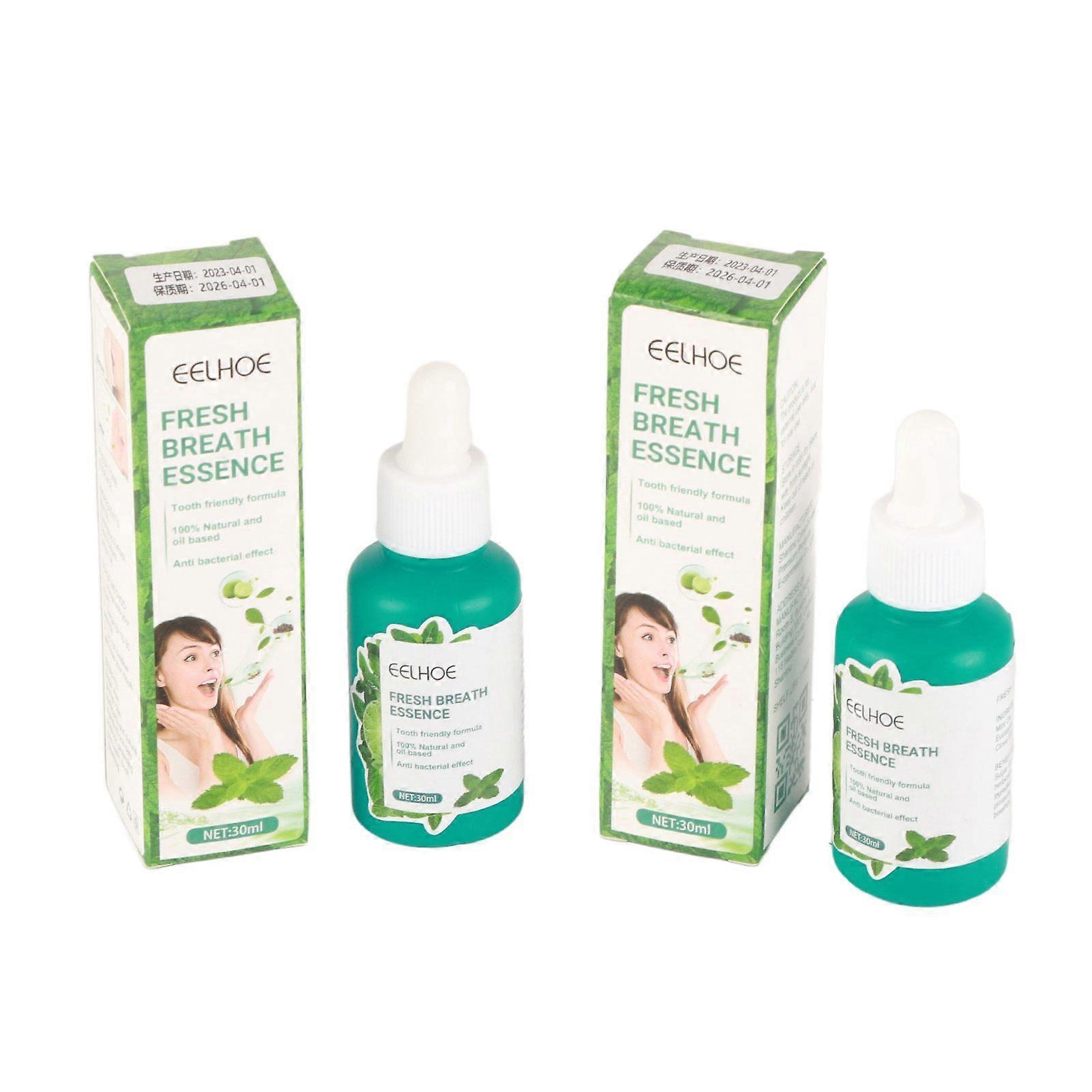 2pcs Bad Breath Eliminating Serum 30ml Mint Purify Odor Herbal Extract Mild Portable Mouth Smell Removing Drop