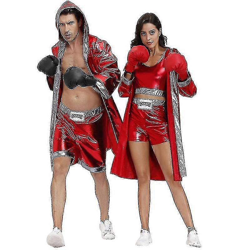 Boxing suit, red polyester fiber, size M/XL, suitable for game and anime role-playing