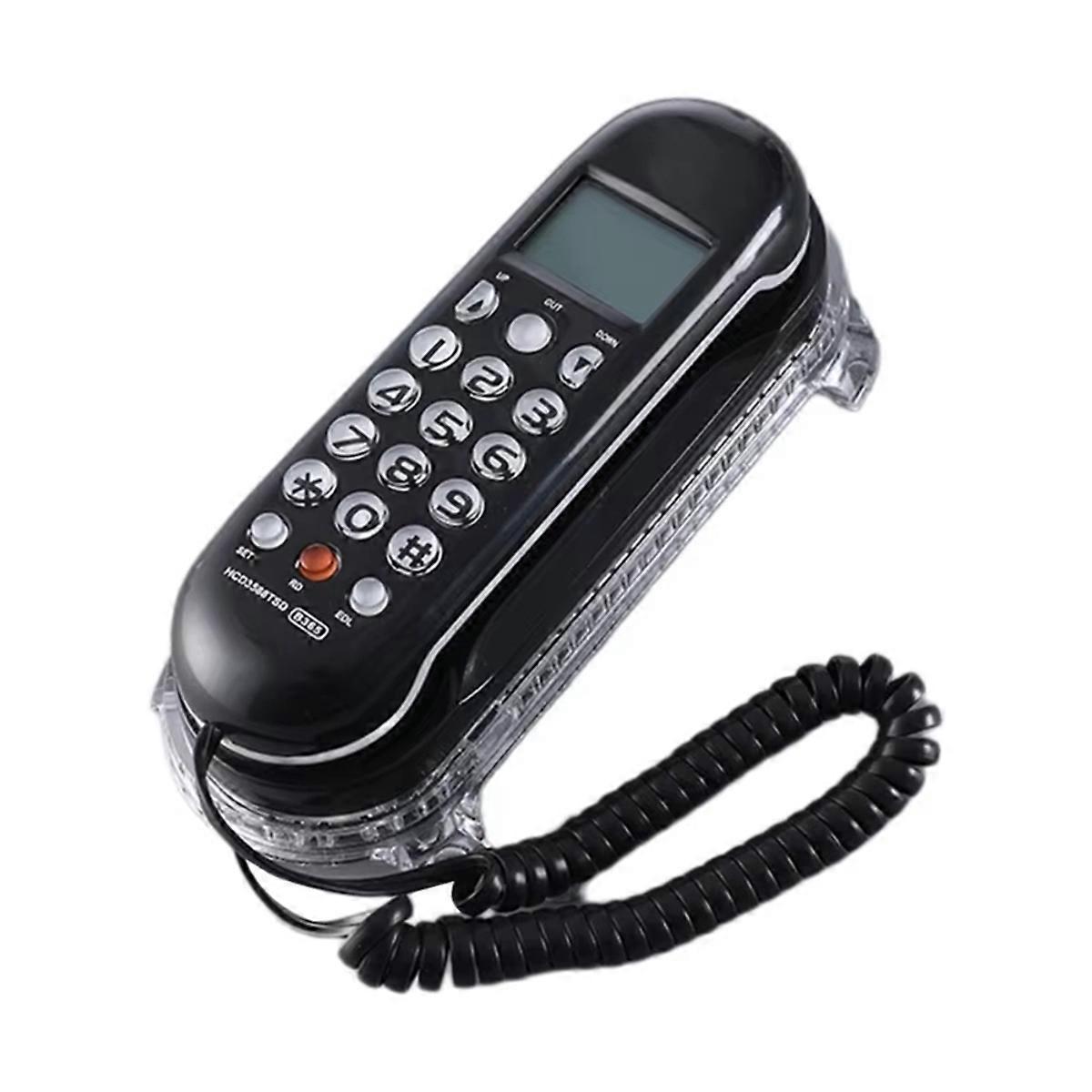 Crystal Base Mini Telephone Fixed Landline Phone B365 Small Wall Mounted Phone Improved Display Feature Black