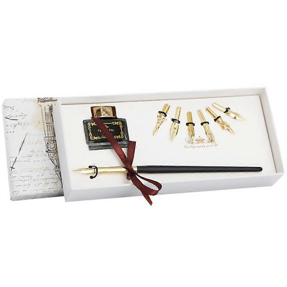 1 Set Of Antique Retro Ink Dip Calligraphy Pens Ideal For Unique Art Students And Artists In Golden