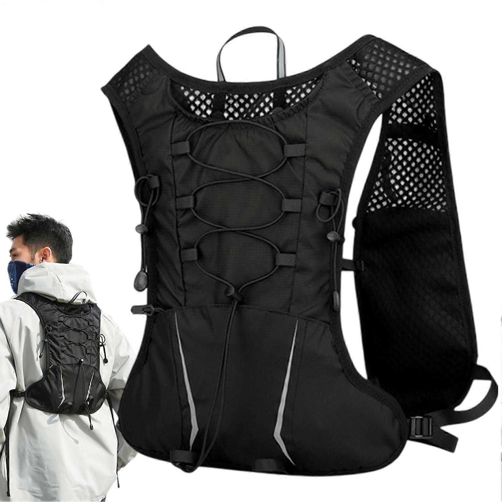Hydration Pack Running Daypack With Pockets, Adjustable Hydration Backpack For Hiking, Jogging, Camping, Cycling Black B
