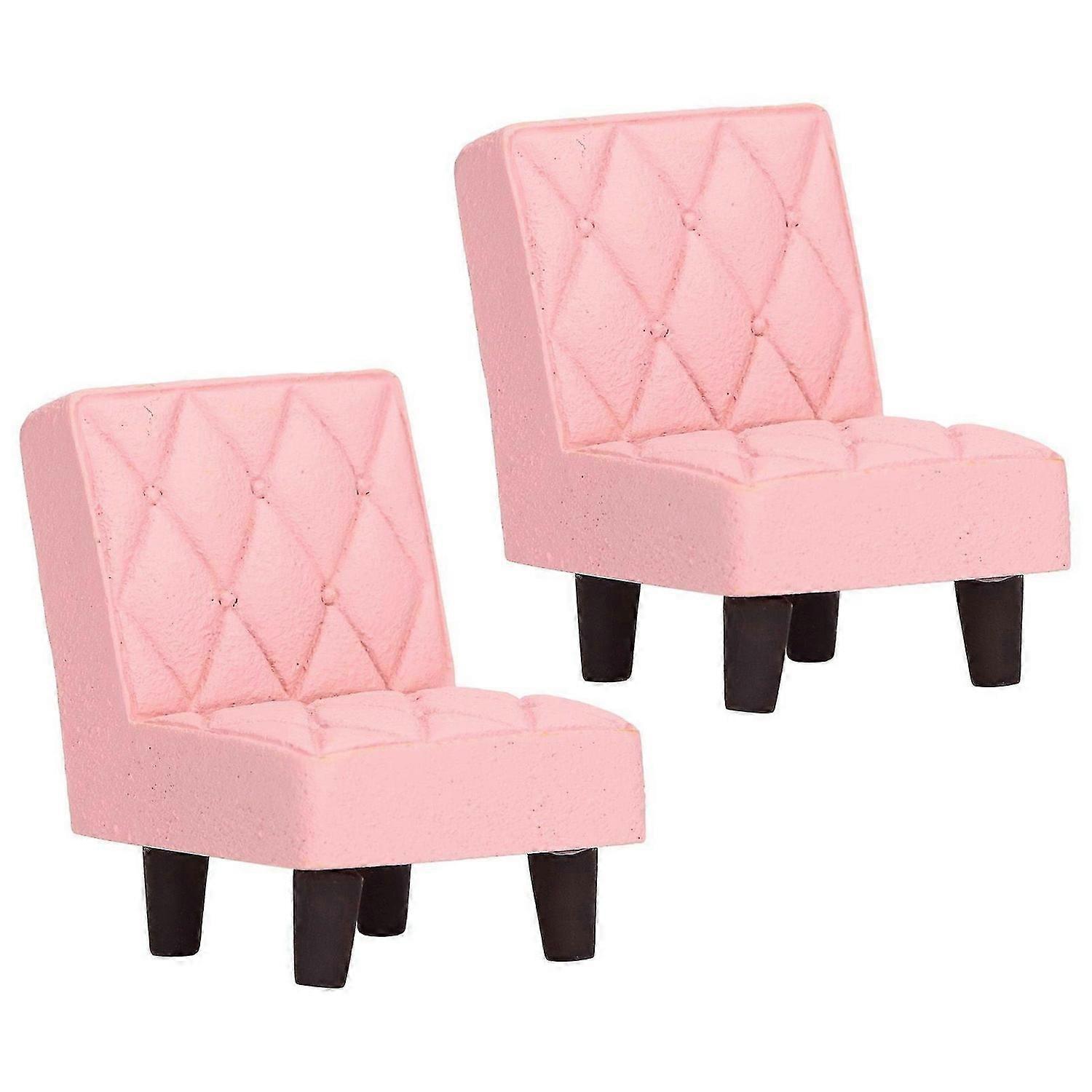 2025 أحدث موديل 2 قطعة مصغرة كرسي تمثال مصغرة لطيف الوردي خمر