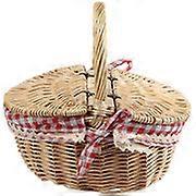 For Country Style Wicker Picnic Basket Hamper With Lid And Handle Liners For Picnics Parties And