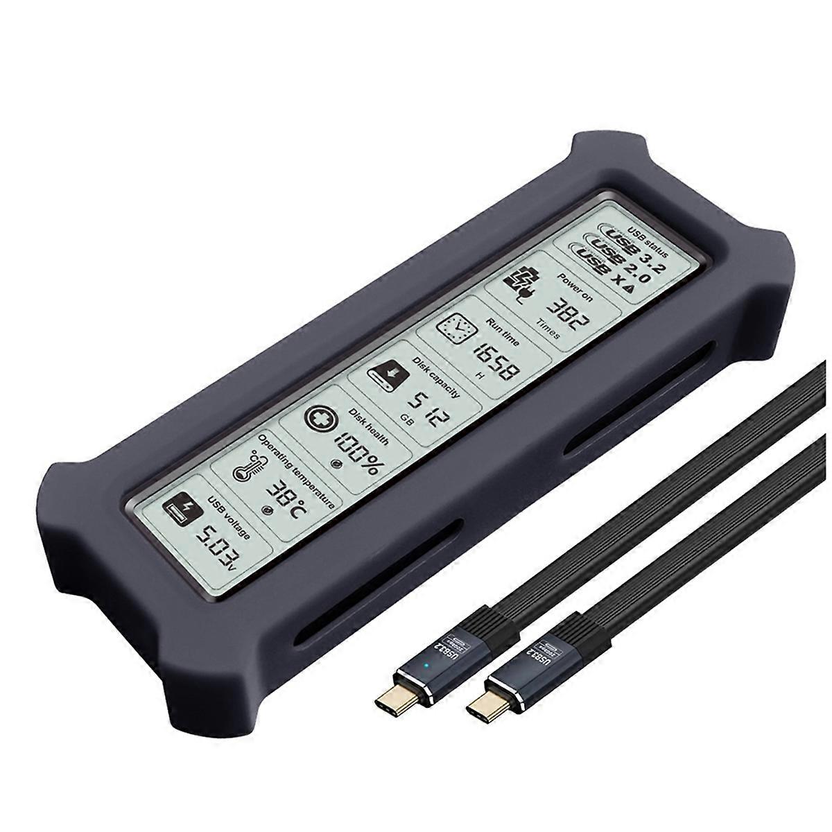 M.2 NVMe SSD Enclosure with Display Screen SSD Case USB 3.2 Gen 2 20Gbps NVMe PCI-E NGFF SSD Disk Box B