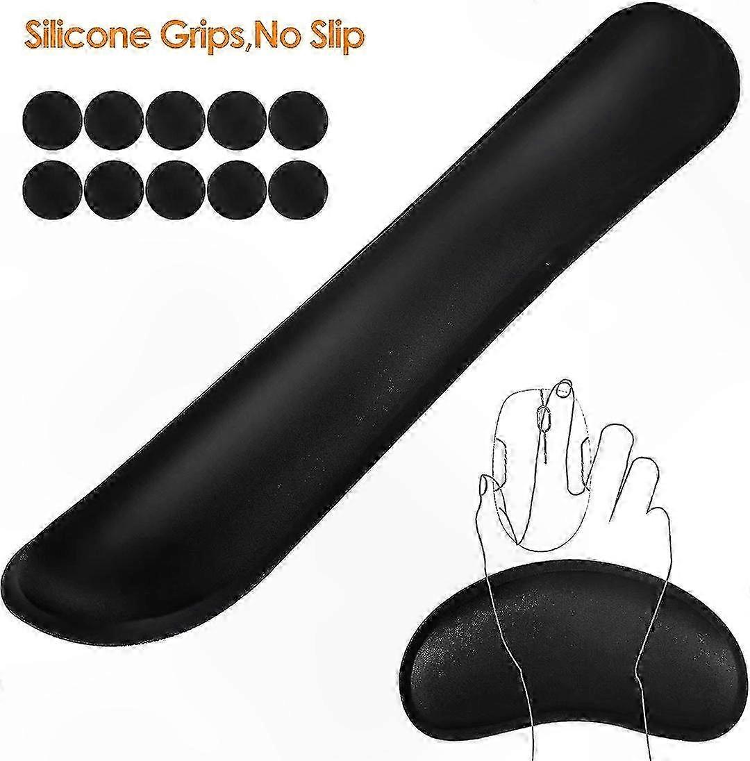 Ergonomic Memory Foam Wrist Support for Keyboard and Mouse with Soft Black Padding