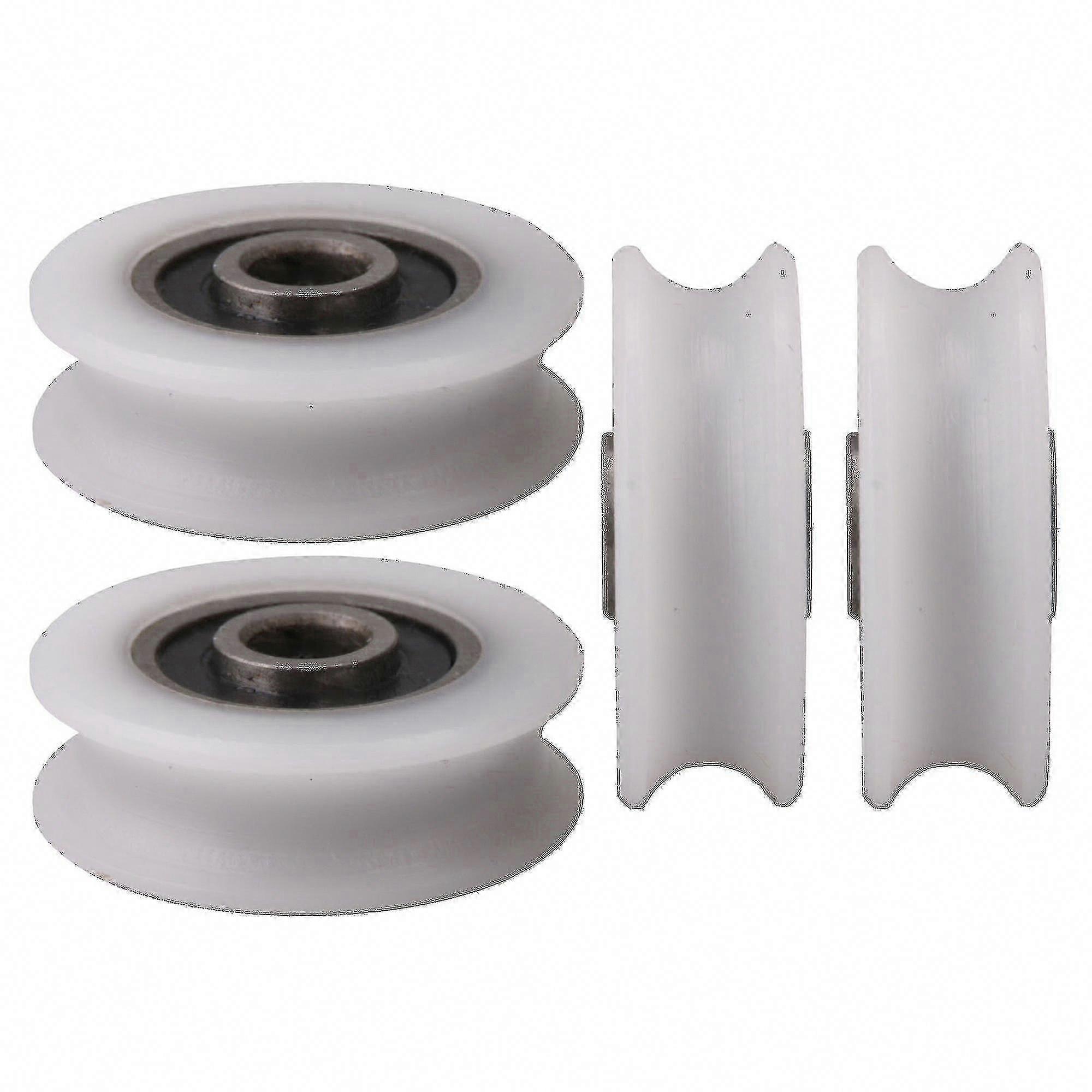 4 قطع 22x6x8mm عجلة بكرة نايلون بيضاء U-Groove للباب المنزلق بقطر داخلي 6 مم