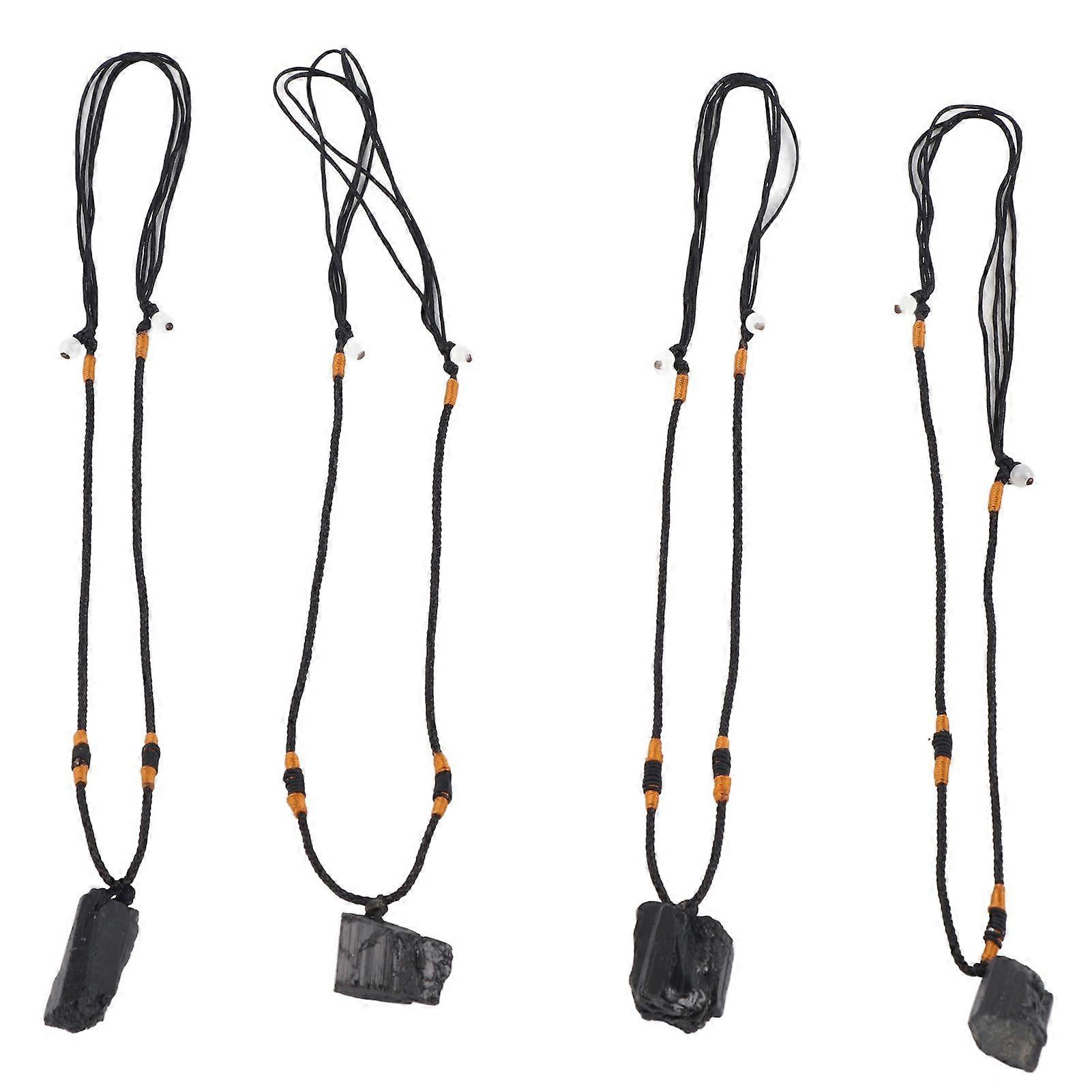 4Pcs Tourmaline Pendant Necklace Sweater Chain Adjustable Cord Cloth Accessory