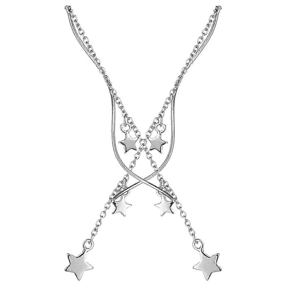 Silver Star Threader Earrings for Piercing 2Pairs Spiral Drop Dangle Earrings