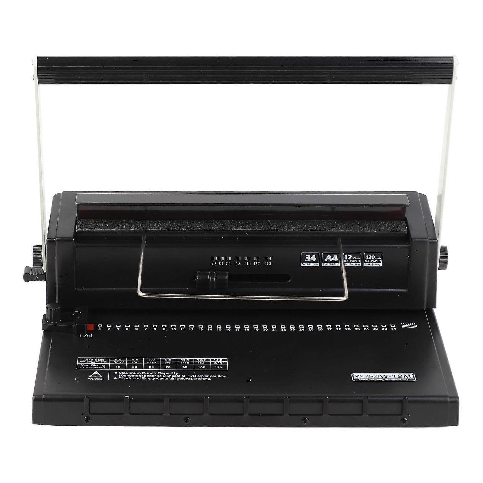 Binding Machine 2 Coils 34 Hole 12 Sheets Punching Capacity Spiral Coil Binder Machine for A4 Letter Size Documents