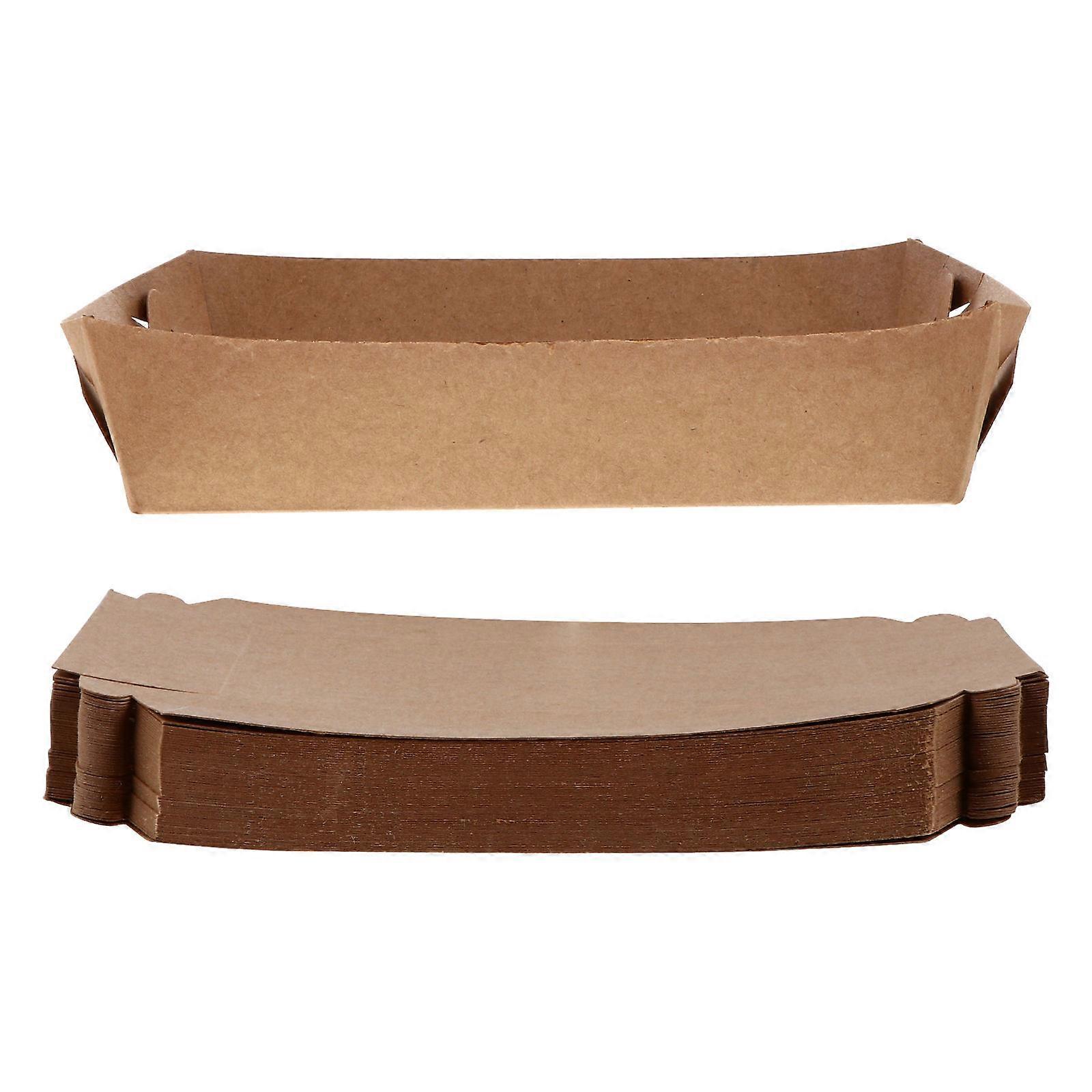 Baking Tray Folding Food Packing Boxes for Storage 50Pcs Kraft Paper