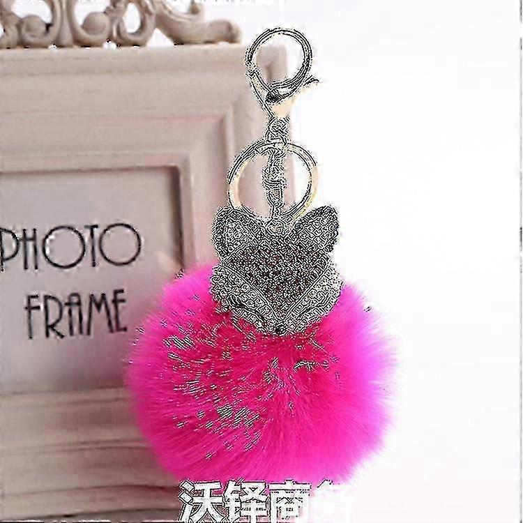 فوكس رئيس قلادة سلسلة مفتاح كبير الحجم أرنب الشعر الكرة أفخم الماس مجموعة الهاتف المحمول حقيبة قلادة