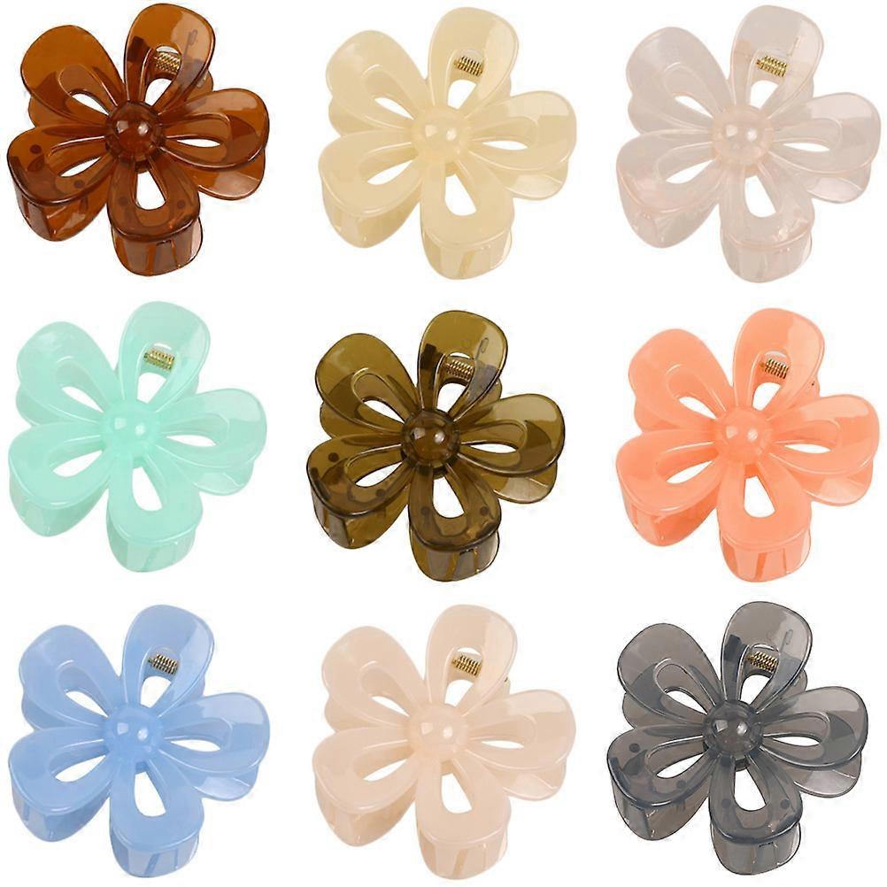 Hair Claw Clips for Decor 9Pcs Plastic Flower Clips in Assorted Color