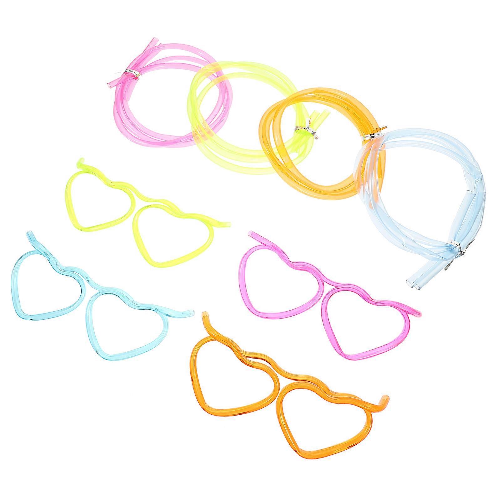 Funny Eyeglasses Straws for Party Use 8Pcs Creative Drinking Straws