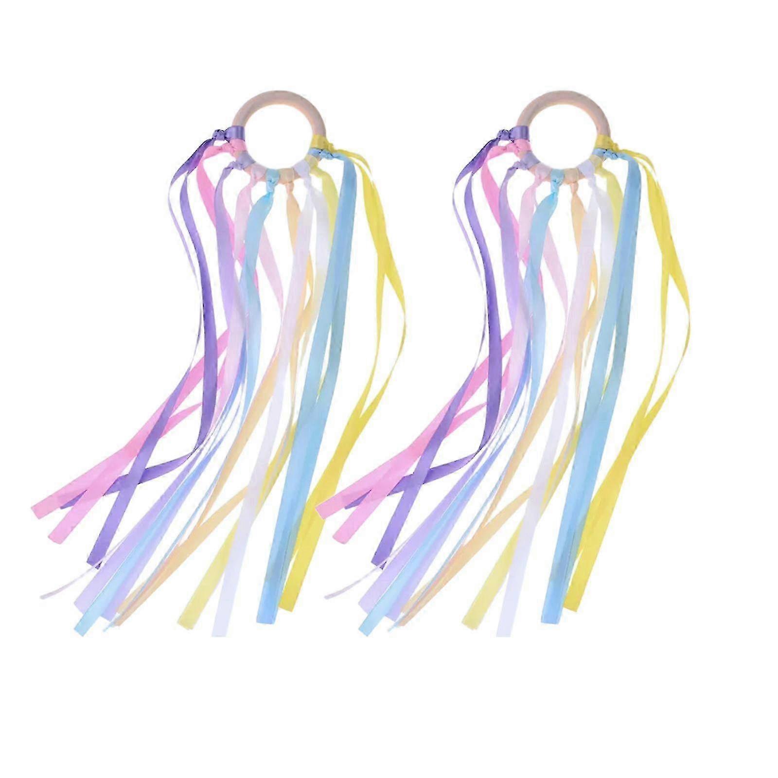 2Pcs Sensory Ribbon Ring Toys for Babies - Develop Color Recognition & Sensory Skills