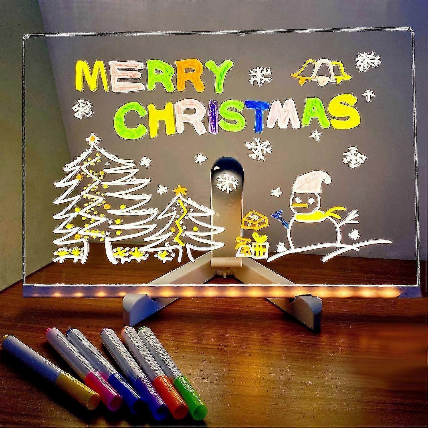 LED Memo board: 7-color pen & stand included - Write your messages clearly