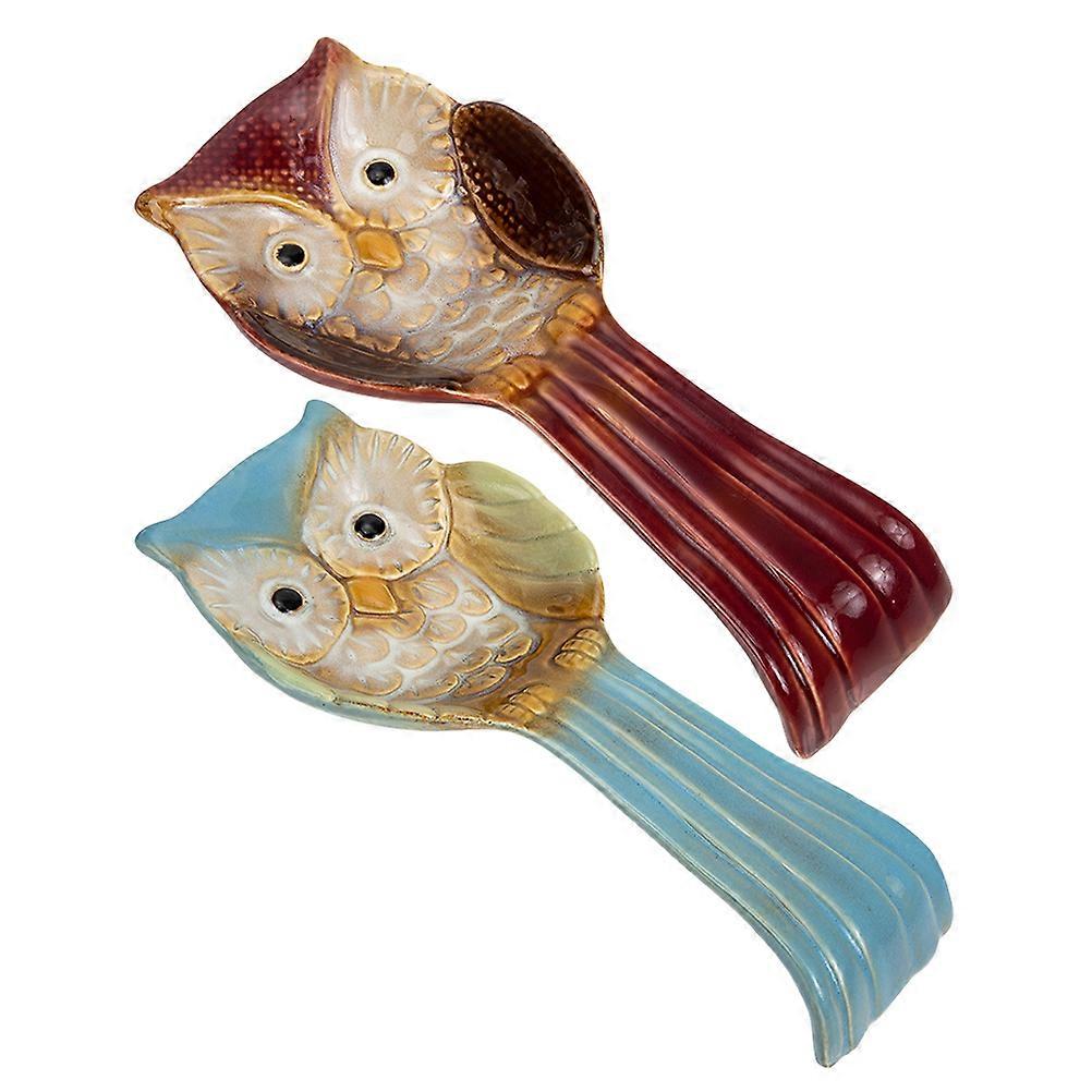 Ceramic Spoon Rest 4 Pcs Owl Shaped Holder For Party And Celebration Dining Table 9.6X4.1X2.4in Suitable For Women